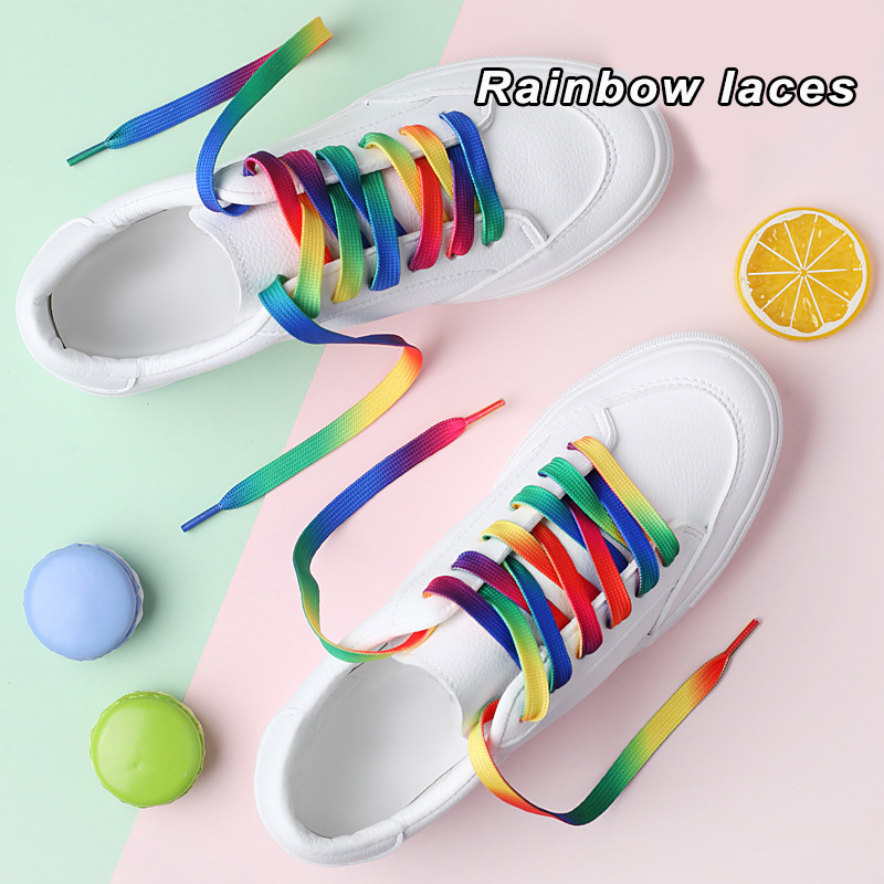Sneaker Care Accessories - 1 Pair Colorful Gradient Shoelaces Rainbow